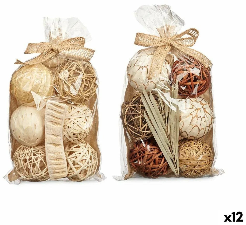 Set of Decorative Balls Λευκό Καφέ (12 Μονάδες)