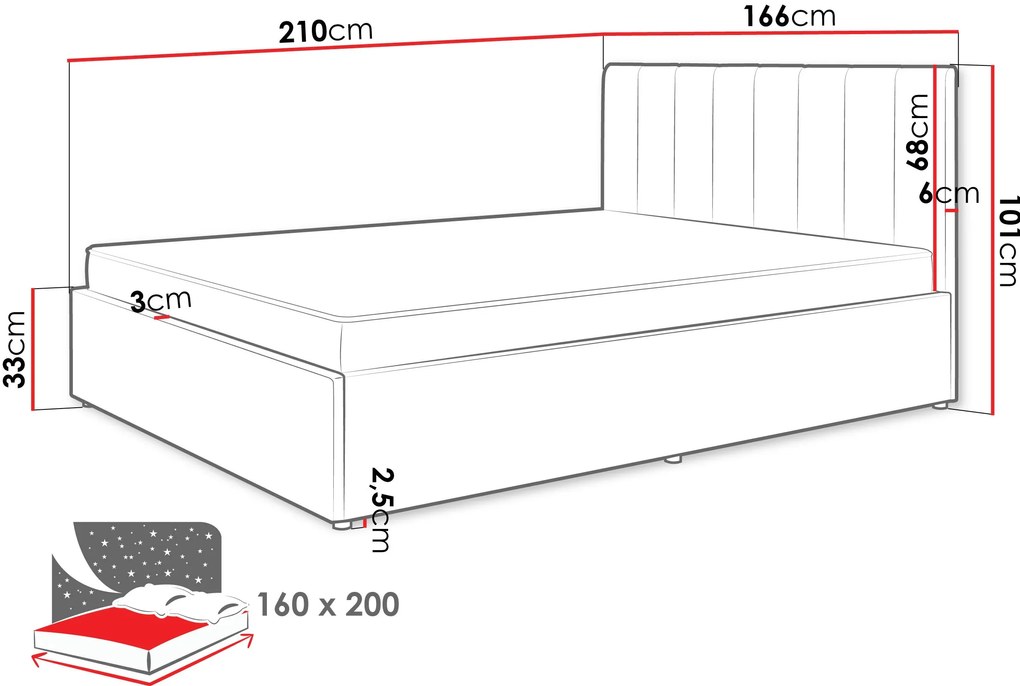 Επενδυμένο Kρεβάτι Mossa-Mpez-120 x 200