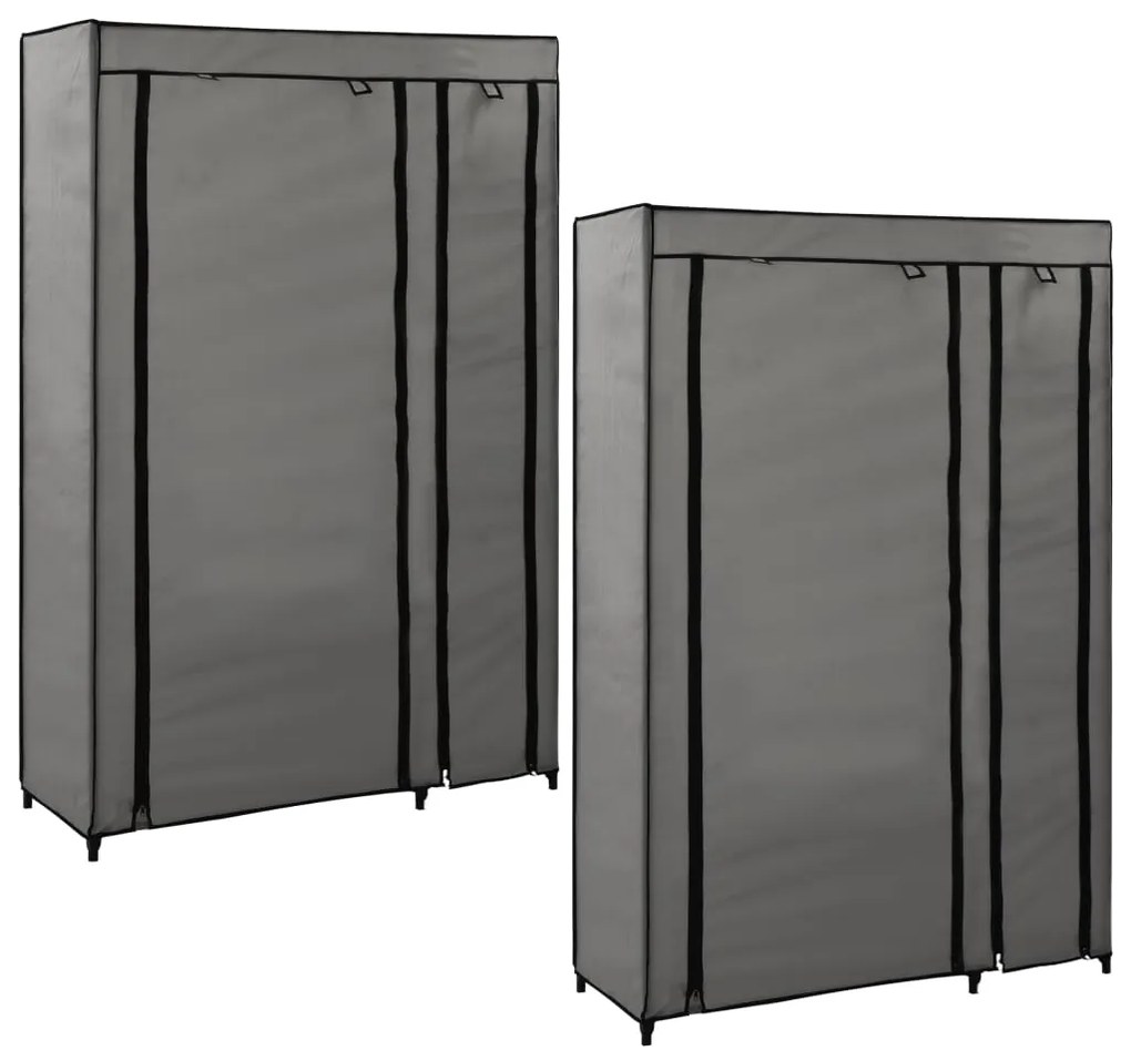 vidaXL 282425 Folding Wardrobes 2 pcs Grey 110x45x175 cm Fabric