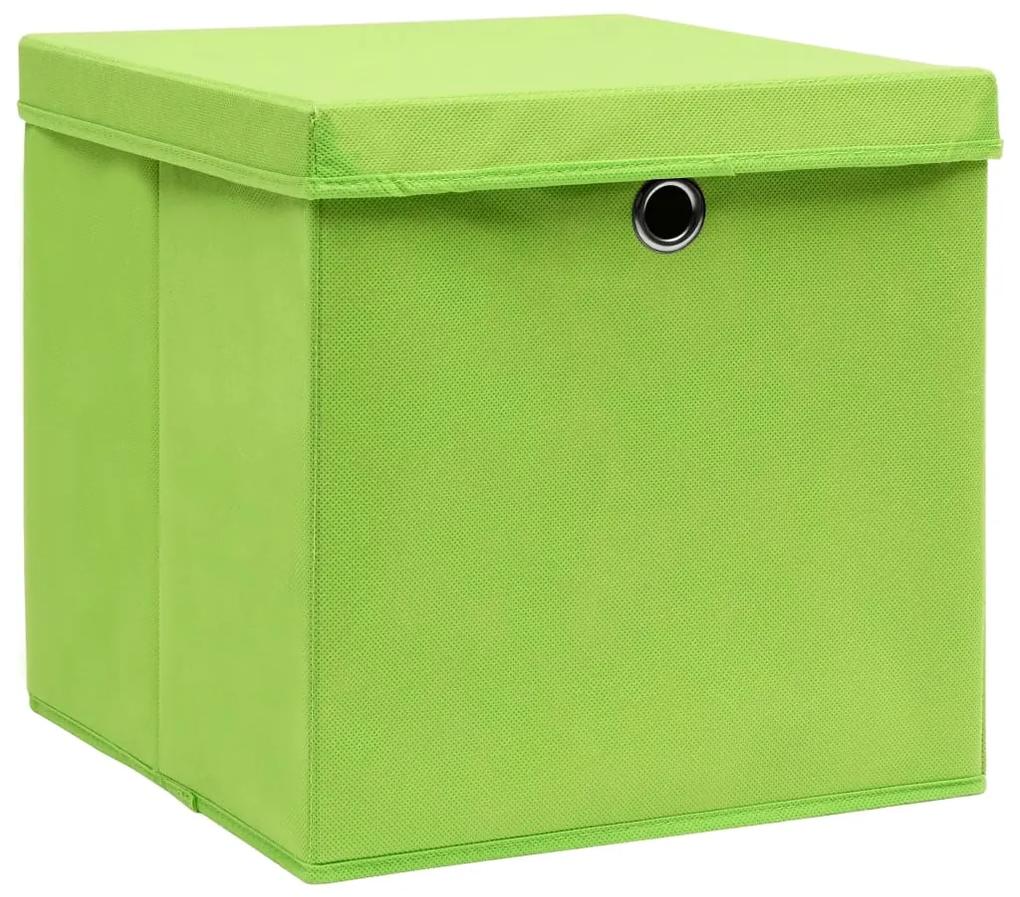 vidaXL Κουτιά Αποθήκευσης με Καπάκια 10 τεμ. Πράσινα 28 x 28 x 28 εκ.