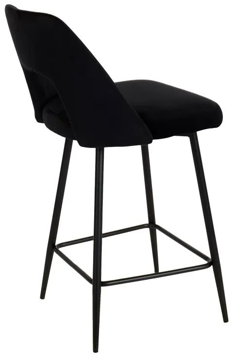 Σκαμπό μπαρ Murde μαύρο βελούδο ύφασμα και μεταλλικά μαύρα πόδια 47x52x96εκ. 2αδα 47x52x96 εκ.