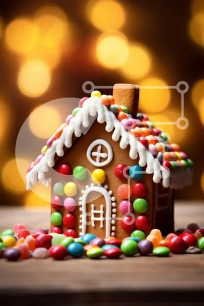 Σετ των 2 Intra Συλλεκτικό Ξύλινο Παζλ Plywood  4mm - Εορταστικά διακοσμημένο σπίτι με μελόψωμο Σε Ξύλινο Κουτί - Διαστάσεις: 10x10 cm – 25 κομμάτια