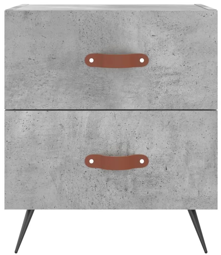 vidaXL Κομοδίνα 2 τεμ. Γκρι Σκυροδεμ. 40 x 35 x 47,5 εκ. Επεξεργ. Ξύλο