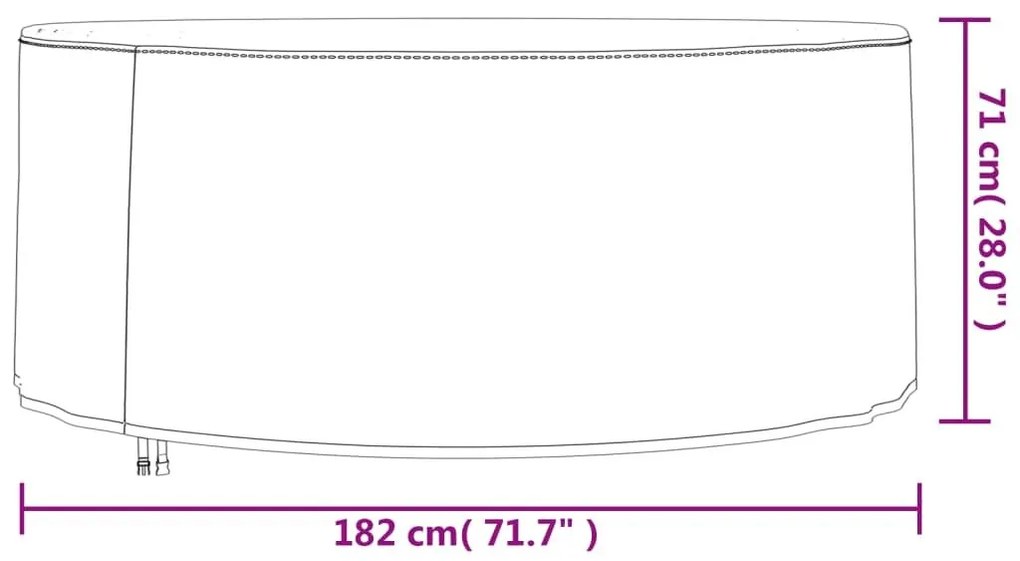 Κάλυμμα Επίπλων Κήπου Στρογγυλό Μαύρο Ø 182x71 εκ. 420D Oxford - Μαύρο