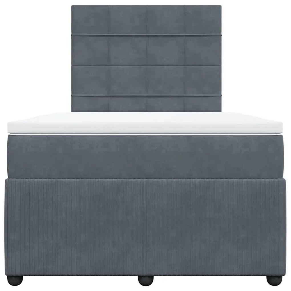 vidaXL Κρεβάτι Boxspring με Στρώμα Σκούρο Γκρι 120x190 εκ. Βελούδινο