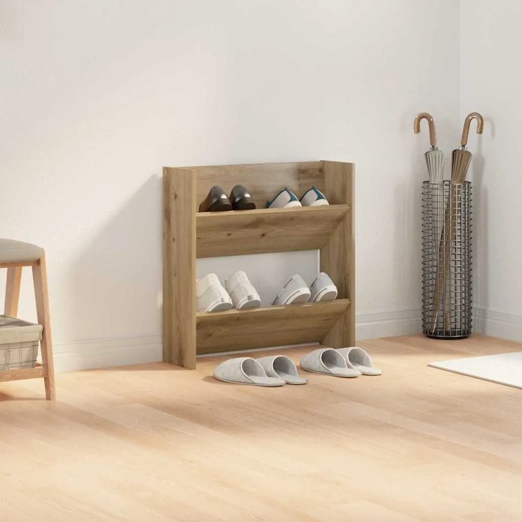 vidaXL Ντουλάπες παπουτσιών τοίχου artisan δρυς 60 x 18 x 60 εκ
