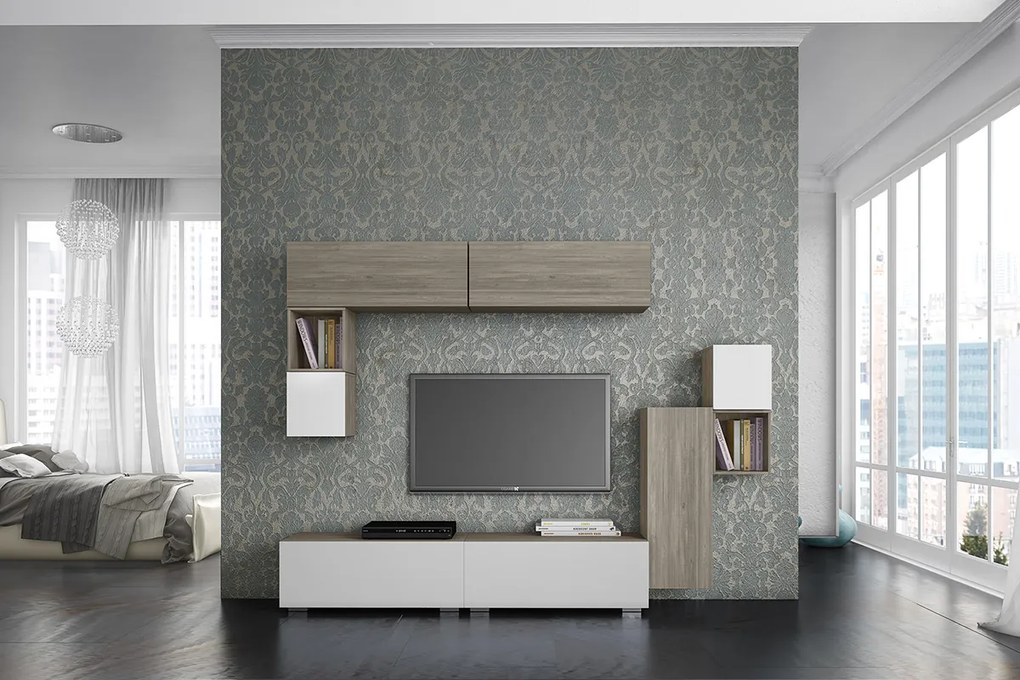 Σύνθεση σαλονιού &quot;SMART 3C&quot; σε χρώμα σταχτί-λευκό