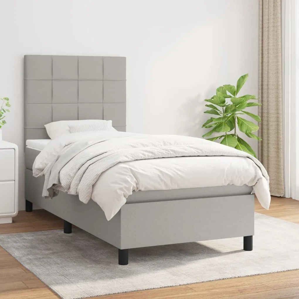 ΚΡΕΒΑΤΙ BOXSPRING ΜΕ ΣΤΡΩΜΑ ΑΝΟΙΧΤΟ ΓΚΡΙ 90X200 ΕΚ. ΥΦΑΣΜΑΤΙΝΟ 3141745