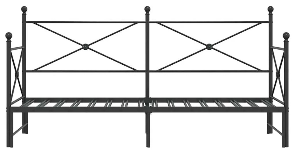 vidaXL Κρεβάτι ημέρας με καρότσα χωρίς στρώμα Μαύρο 75x190 cm Ατσάλι