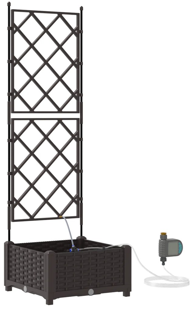 vidaXL Γλάστρες Κήπου 1 τεμ Καφασωτό Καφέ 40 x 40 x 126 cm Πλαστικό