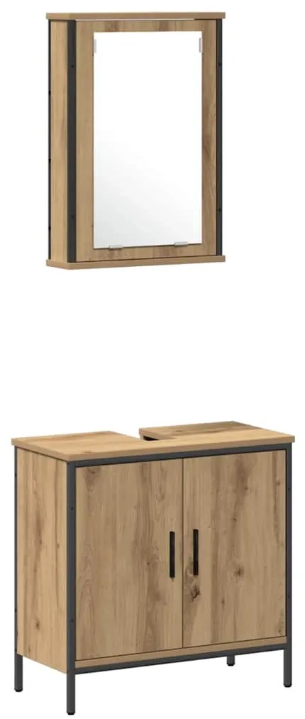 vidaXL Σετ Επίπλων Μπάνιου με ράφι 3 pcs Καφέ 33 x 33 x 185.5 εκ