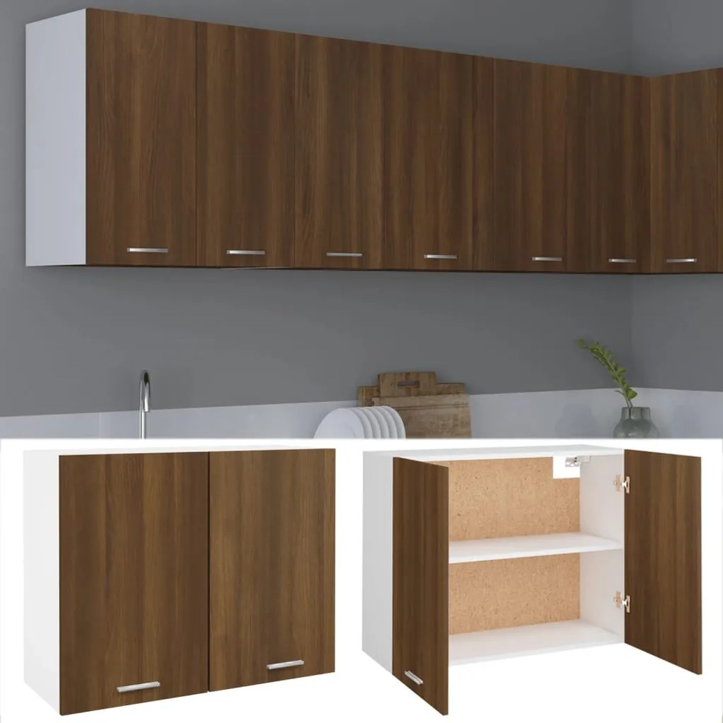 vidaXL Κρεμαστό Ντουλάπι "Lyon" Καφέ Δρυς 80x31x60 εκ. από Τεχνητό Ξύλο
