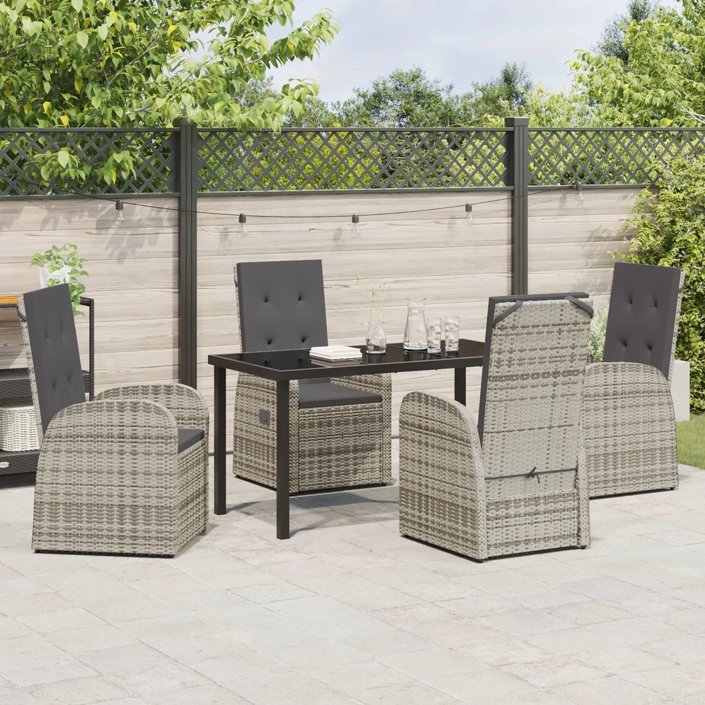 vidaXL Σετ Εξωτερικών Επίπλων 5 pcs Γκρι 140 x 70 x 73 cm PE ρατάν
