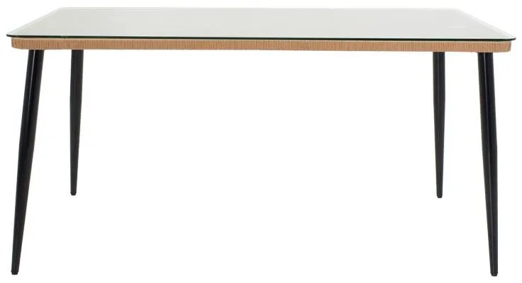 Σετ κήπου Τραπεζαρία Naoki U 5τεμ rattan pe σε φυσικό και μαύρο μέταλλο 160x90x78εκ 160x90x78 εκ.