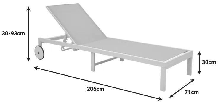 Ξαπλώστρα Mailo pakoworld λευκό αλουμίνιο και textilene σε μπεζ απόχρωση 71x206x30εκ