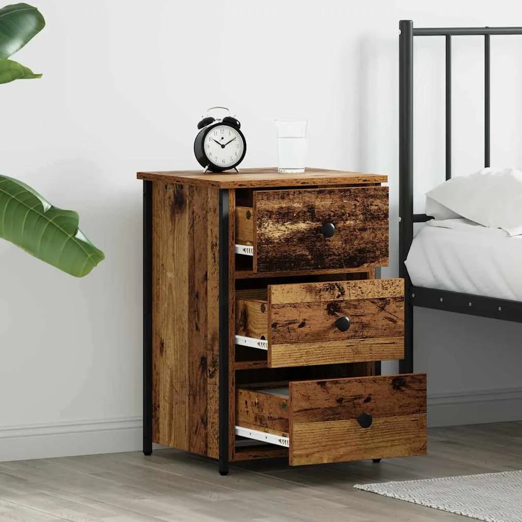 vidaXL Κομοδίνο με συρτάρι 2 pcs Παλαιό ξύλο 40 x 36 x 60 εκ