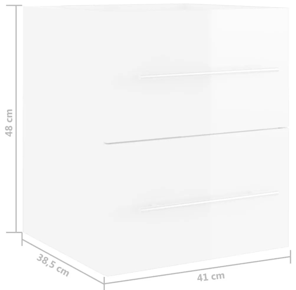 Ντουλάπι Νιπτήρα Γυαλιστερό Λευκό 41x38,5x48 εκ. από Επεξ. Ξύλο - Λευκό