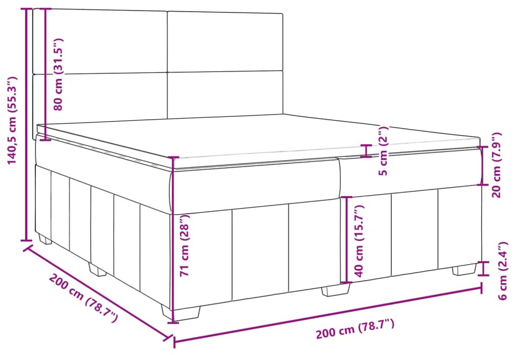 Κρεβάτι Boxspring με Στρώμα Σκούρο Καφέ 200x200 εκ. Υφασμάτινο - Καφέ