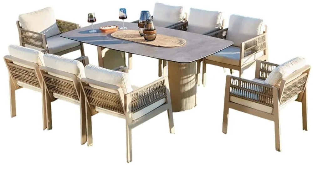 Τραπεζαρία Κήπου Toscana (Σετ 9Τμχ) 561CLR1314 Beige 8 Θέσεων