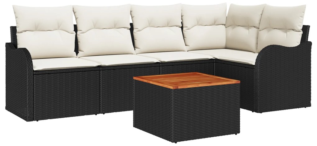 vidaXL Σετ Καναπέ Κήπου 6 pcs Μαύρος, λευκός Μεσαίο