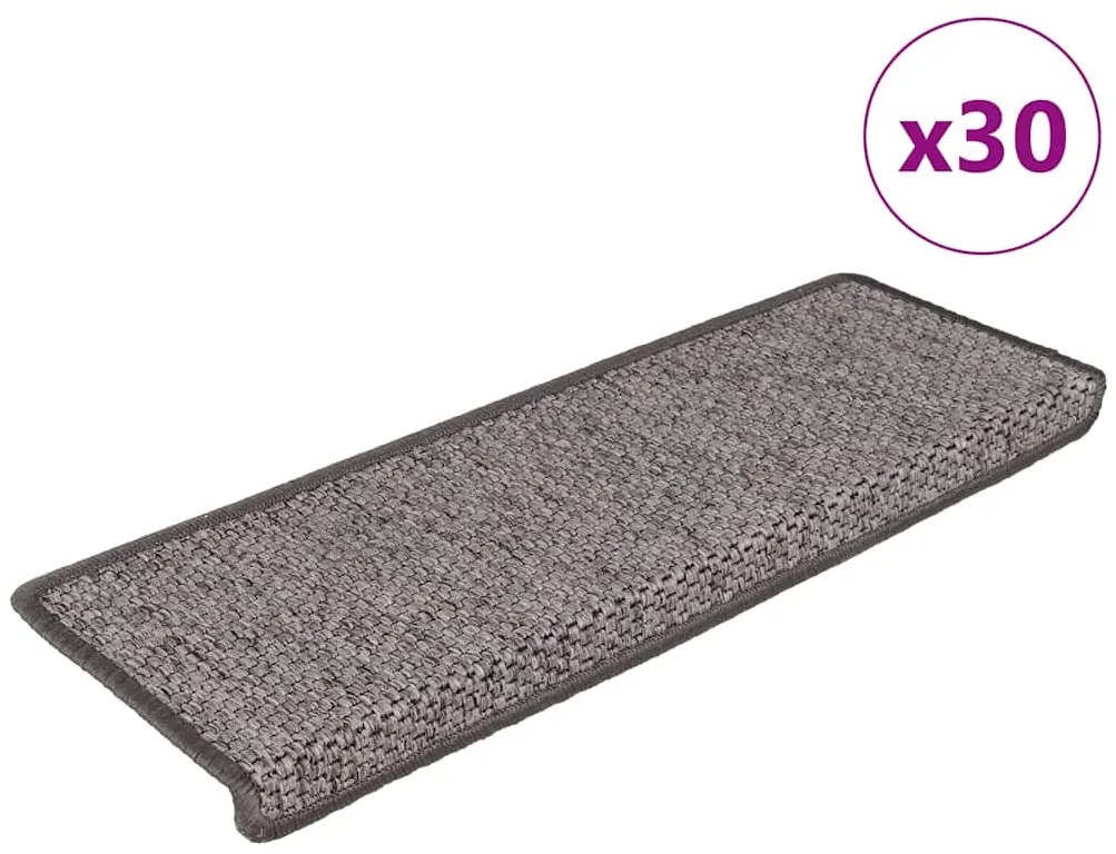 vidaXL Πατάκια Σκάλας Αυτοκόλ. 30 τεμ. Όψη Σιζάλ Γκρι/Μπεζ 65x21x4 εκ.