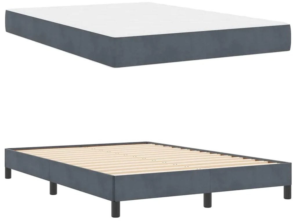 vidaXL Κρεβάτι box spring με στρώμα Σκούρο Γκρι 140 x 190 cm Βελούδο
