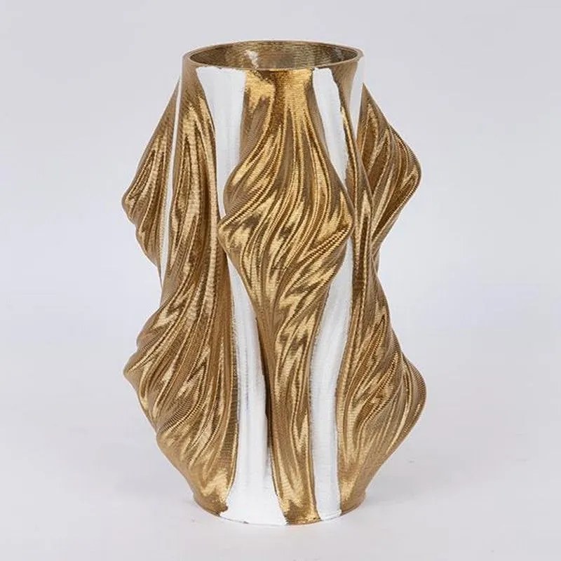 Βάζο Πορσελάνινο 3D 752-21103 18x18x28cm White-Gold Estheti Home Porcelain