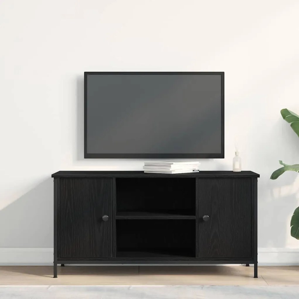 vidaXL Ράφι Τηλεόρασης Μαύρο Δρύινο 100x40x50 εκ. Κατασκευασμένο από Ξύλο και Χάλυβα