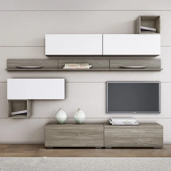 Intrahome Σύνθεση σαλονιού "SMART 5C" σε χρώμα σταχτί-λευκό Intrahomesa-00652663