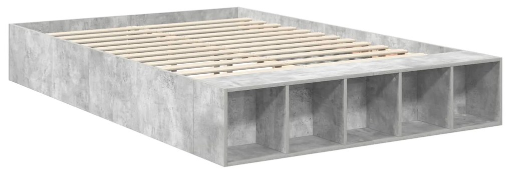 vidaXL Σκελετός Κρεβατιού με ράφι Σκυρόδεμα Γκρι 150 x 200 cm