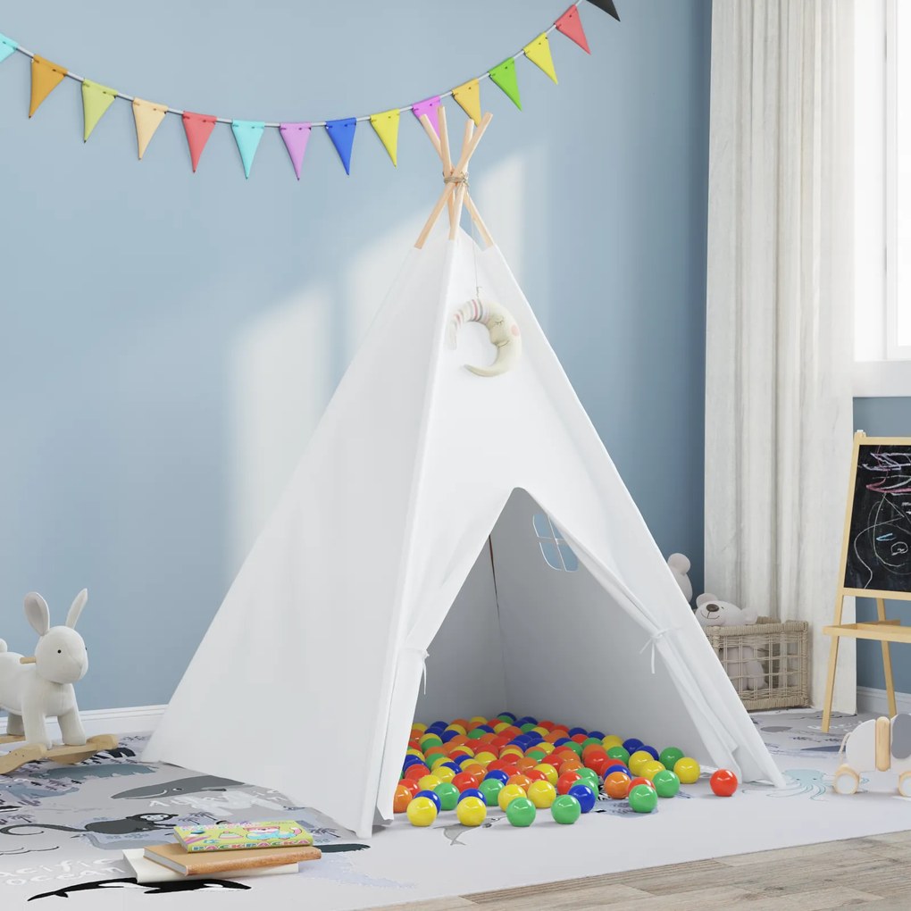 vidaXL Σκηνή Teepee για Παιδιά με Τσάντα Ροδάκινου και Μπάλες