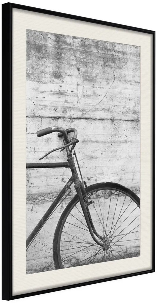 Αφίσα - Bicycle Leaning Against the Wall - 30x45 - Μαύρο - Με πασπαρτού