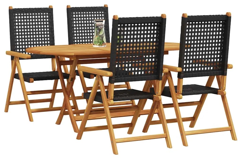 vidaXL Σέτ φαγητού για κήπο 5 pcs Μαύρο Στερεό Ξύλο Ακακίας