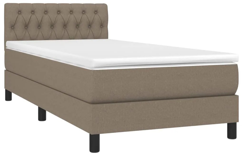 vidaXL Κρεβάτι Boxspring με Στρώμα Taupe 90x200 εκ. Υφασμάτινο