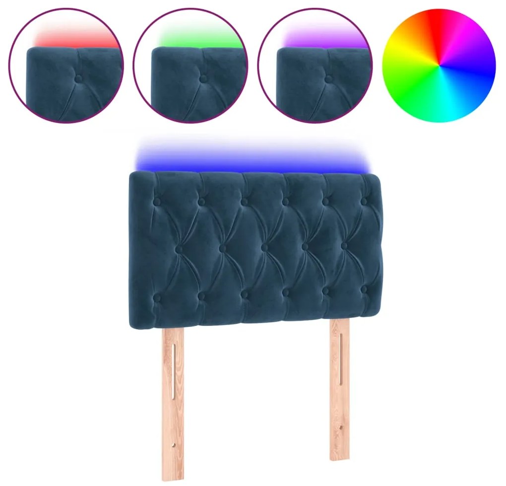 vidaXL Κεφαλάρι Κρεβατιού LED Σκούρο Μπλε 80x7x78/88 εκ. Βελούδινο