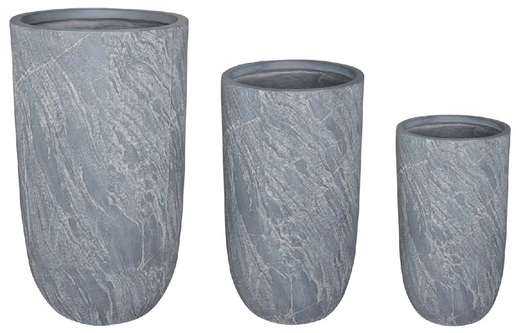 ΣΕΤ 3ΤΜΧ ΓΛΑΣΤΡΕΣ ΚΥΛΙΝΔΡΟΙ ΣΕΙΡΑ GARDENER HM4720 FIBERCLAY-ΧΡΩΜΑ CEMENT Φ44x78.5Υεκ