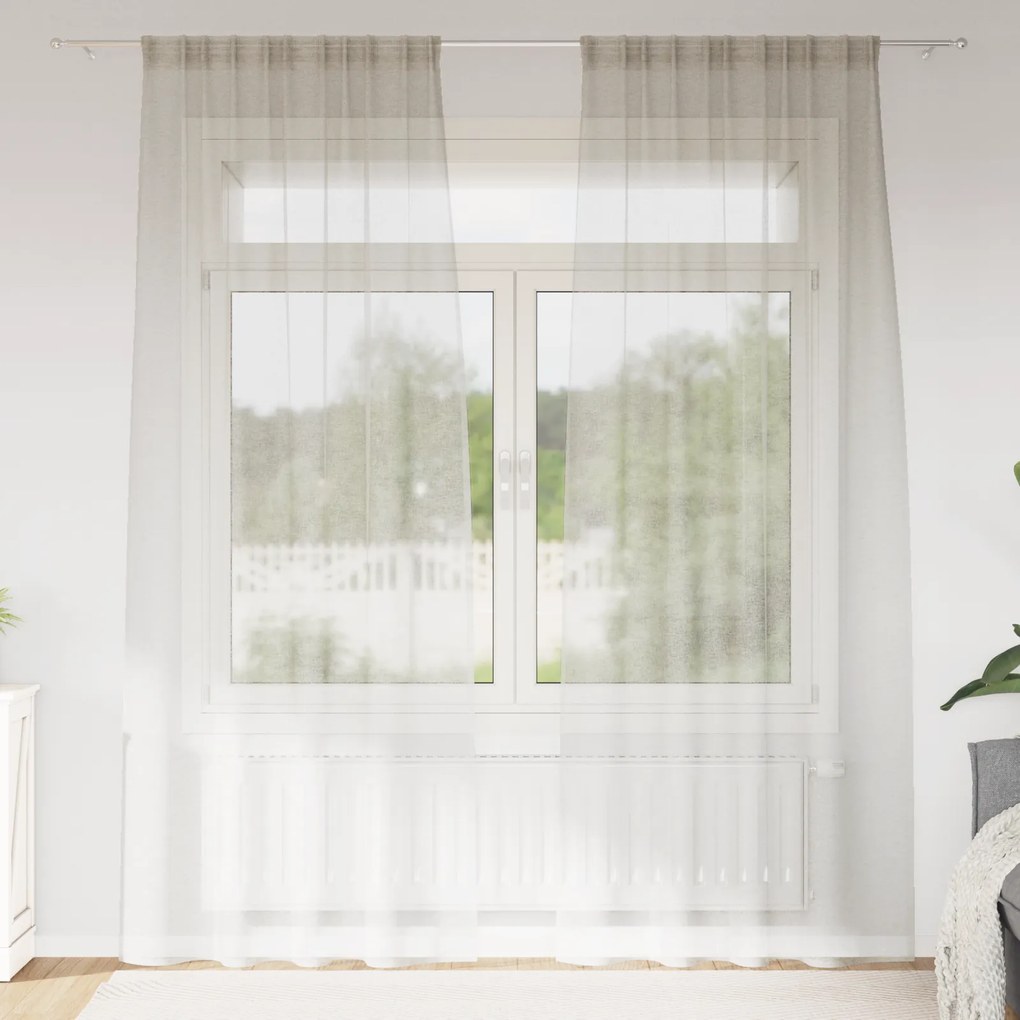 vidaXL Κουρτίνες με κουρτίνες 2 pcs Κρεμ 140 x 225 cm Πολυεστέρας
