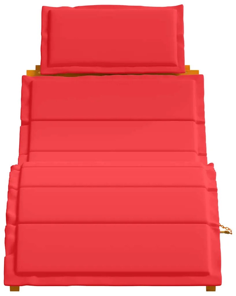 vidaXL Ξαπλώστρα 2 pcs Κόκκινο 184 x 55 x 64 εκ Μασίφ ξύλο ακακίας
