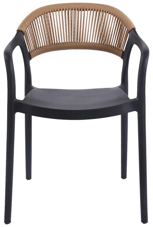 Πολυθρόνα Ankara pakoworld στοιβαζόμενη pp-pe rattan σε μαύρη-φυσική απόχρωση 54x55.5x77εκ