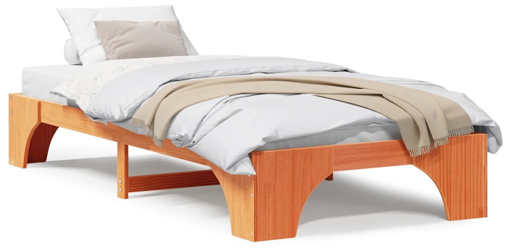 vidaXL Κρεβάτι Κερωμένο Καφέ 90x200 cm από Στερεό Ξύλο Πεύκου