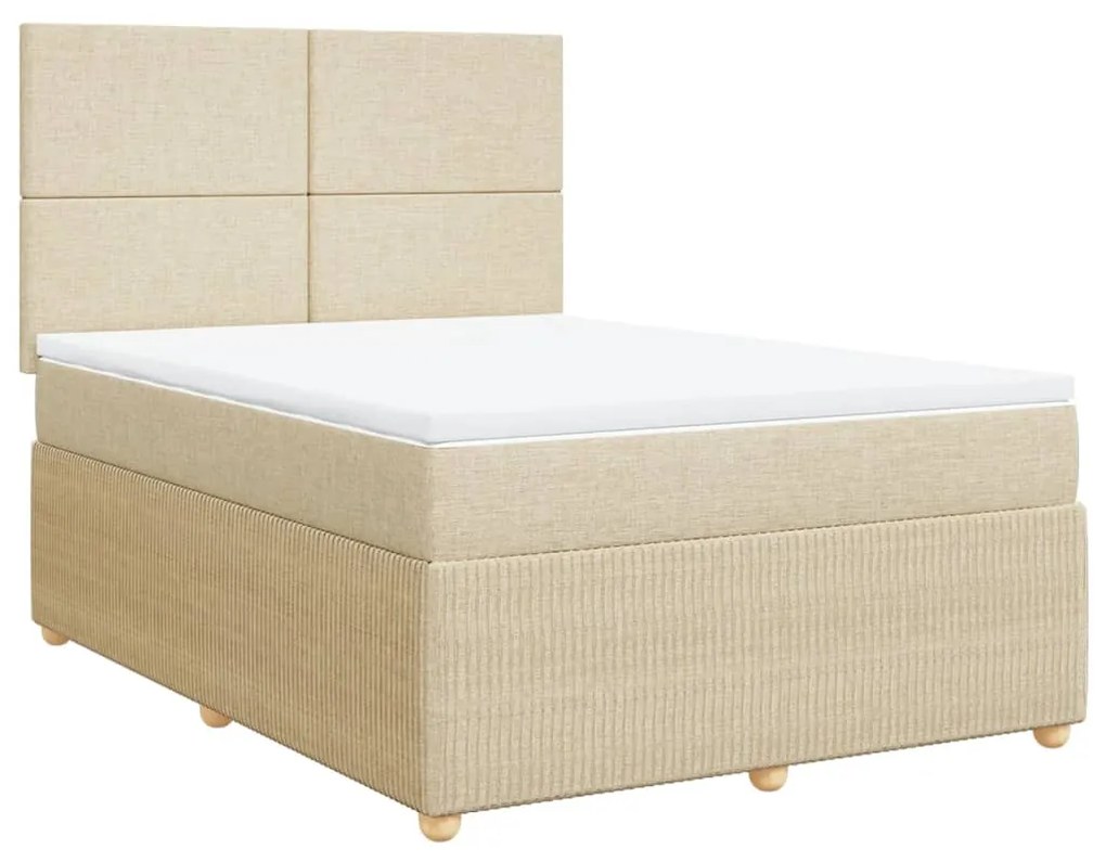 ΚΡΕΒΑΤΙ BOXSPRING ΜΕ ΣΤΡΩΜΑ ΚΡΕΜ 140X200 ΕΚ. ΥΦΑΣΜΑΤΙΝΟ 3294377