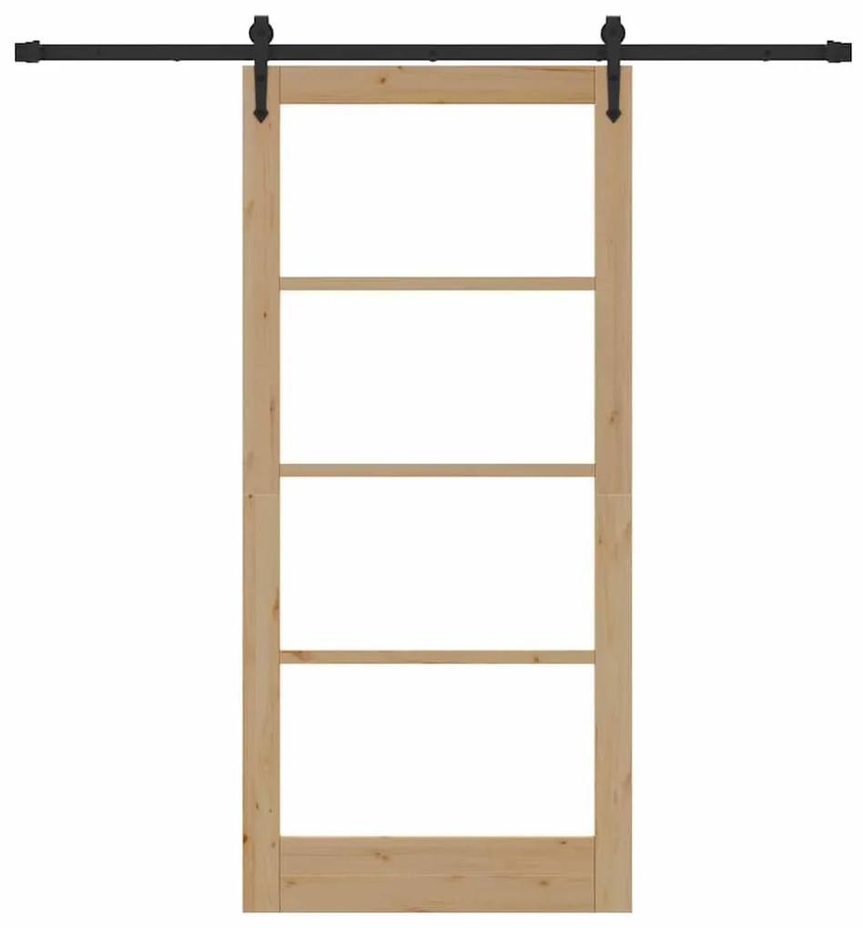 vidaXL Ολισθητή Πόρτα Χειροκίνητος Καφέ 93 x 202 cm Ξύλο και μέταλλο