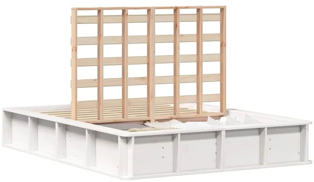 vidaXL Σκελετός Κρεβατιού Λευκό 210 x 118 x 30 εκ Στερεά ξυλεία πεύκου