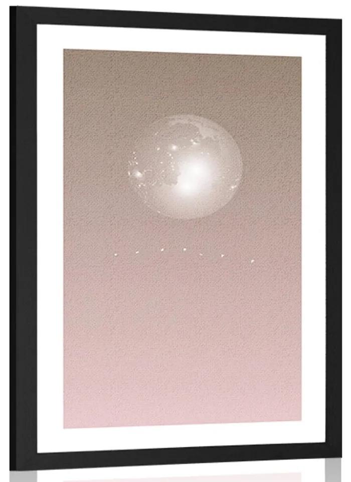 Αφίσα με παρπαστού Φεγγάρι σε απαλούς τόνους - 40x60 white