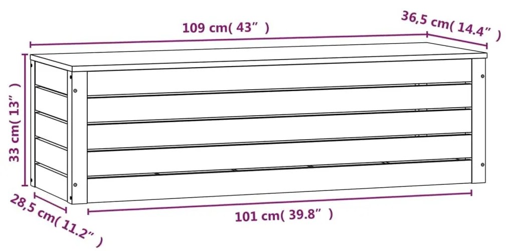 Κουτί Αποθήκευσης 109x36,5x33 εκ από Μασίφ Ξύλο Πεύκου - Καφέ