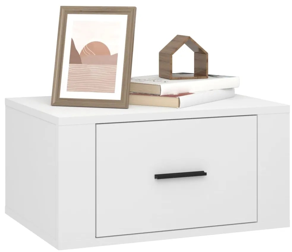 vidaXL Κομοδίνο Επιτοίχιο Λευκά 50 x 36 x 25 εκ.