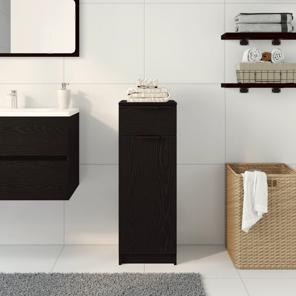 vidaXL ντουλάπι μπάνιου  μαύρη δρυς 32x34x90 cm επεξεργασμένο ξύλο