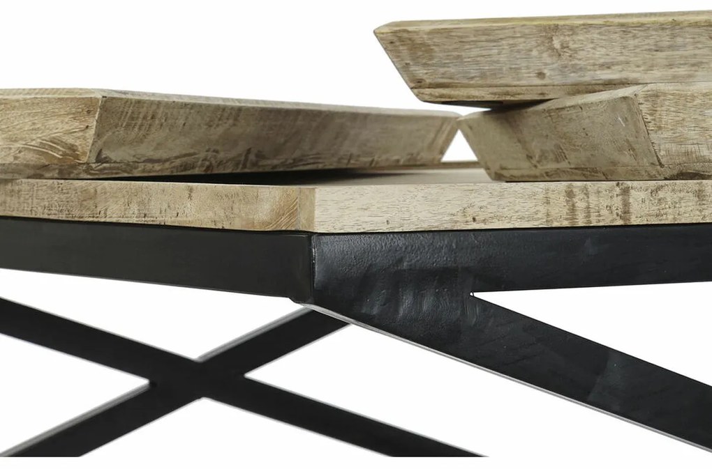 Τραπεζάκι Καφέ DKD Home Decor Μαύρο Φυσικό Ξύλο Μέταλλο 120 x 120 x 55 cm