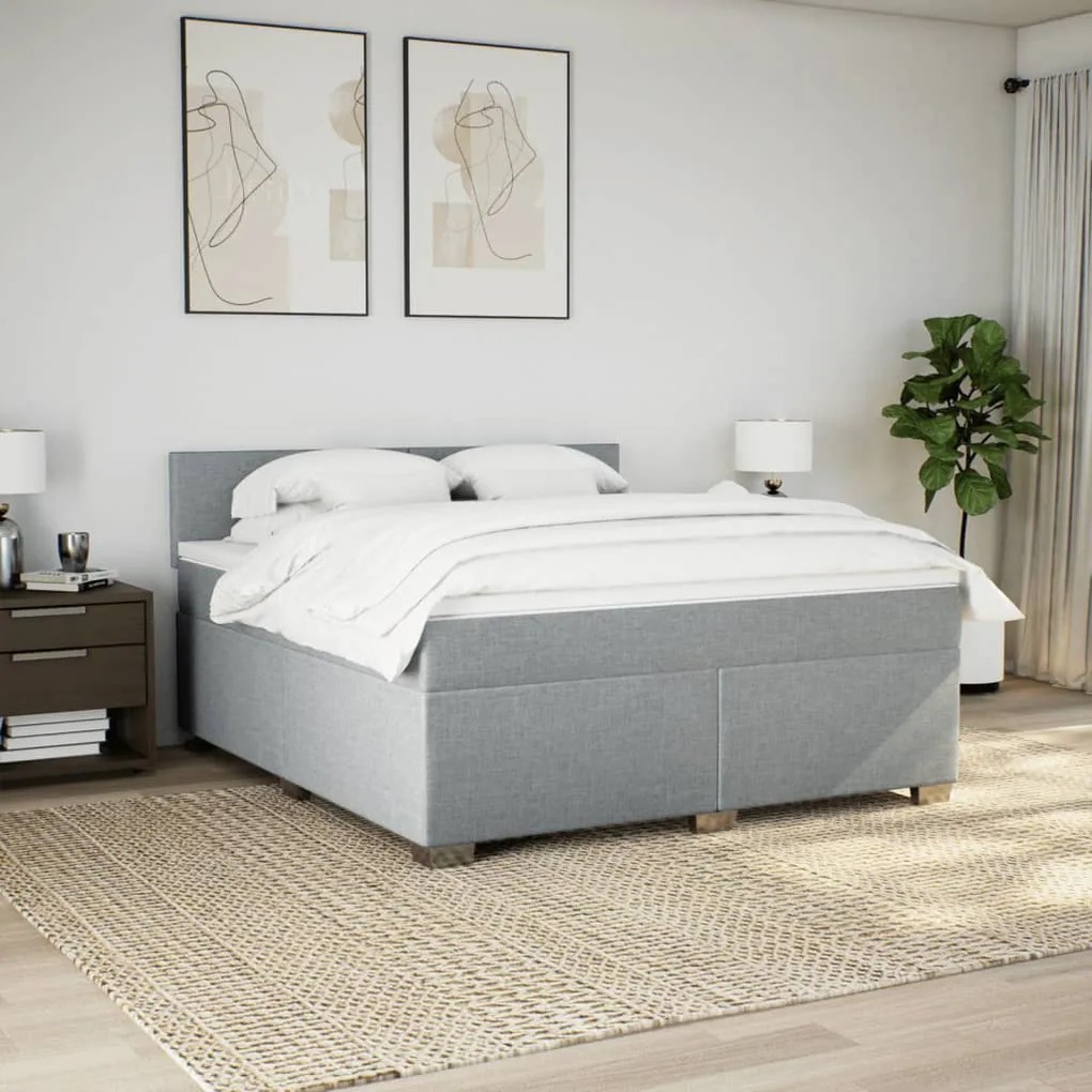 ΚΡΕΒΑΤΙ BOXSPRING ΜΕ ΣΤΡΩΜΑ ΑΝΟΙΧΤΟ ΓΚΡΙ 180X200 ΕΚ. ΥΦΑΣΜΑΤΙΝΟ 3285960