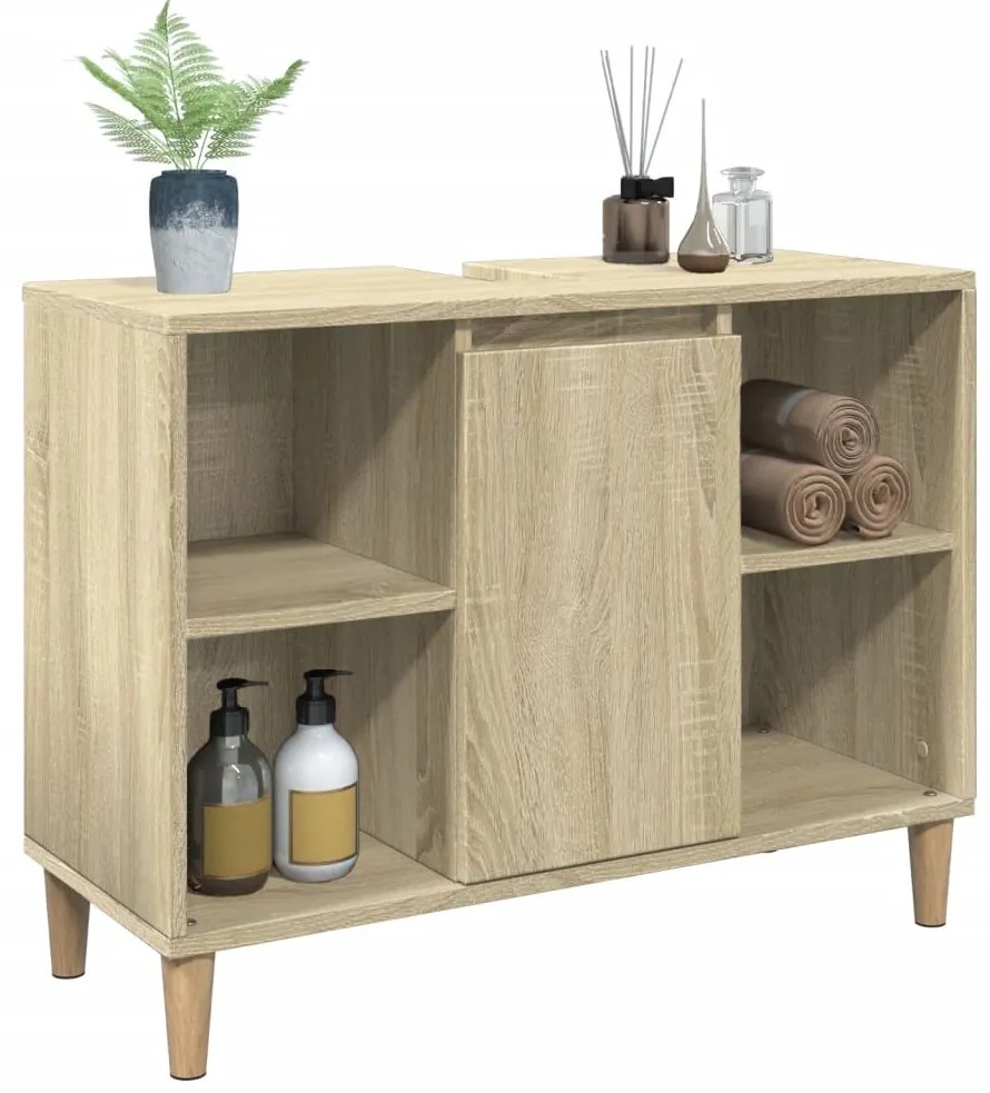 vidaXL Ντουλάπι Μπάνιου Sonoma Δρυς 80 x 33 x 60 εκ. από Επεξεργ. Ξύλο